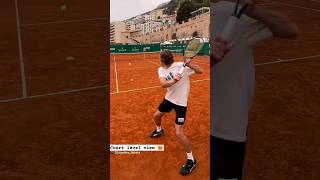 Stefanos Tsitsipas practicing in MonteCarlo Awesome court level view tennis [upl. by Inattyrb]