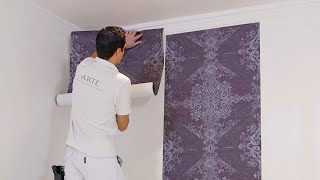 How to hang wallpaper with a straight match [upl. by Marks]