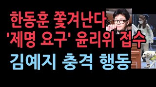 한동훈 제명 요구서 윤리위원회 접수김예지도 충격 행동 발칵 [upl. by Fedirko]