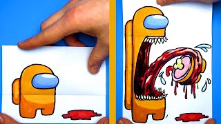 8 AMONG US Transformations ARTS amp PAPER CRAFTS tutorial [upl. by Ecyac125]