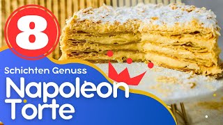 Vanilleträume in Schichten Napoleon Torte  8 Tortenschichten ohne Gelatine  Vanillecreme Rezept [upl. by Ribak]