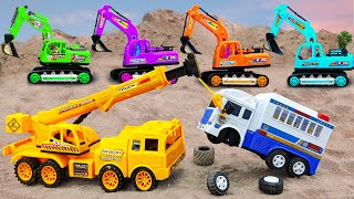 JCB Excavator Crane Truck Construction Vehicles rescue Police Car  DIY Car toy for kids [upl. by Atiuqahc402]