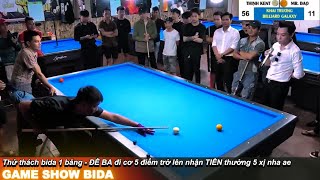 Thinh kent game show bida đánh 1 băng trở lên  ĐỀ BA đi cơ 5 điểm nhận tiền thưởng 5xị và cơ 3 băng [upl. by Huey]