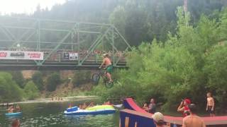 Downieville Classic 2017 quotRon’s House of Big Air River Jumpquot Highlights [upl. by Olegnalehcim462]