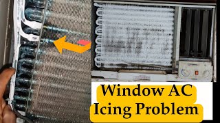 Window Ac Icing On Cooling Coil  कूलिंग कॉइल के दो लाइन पर की Icing हो रहा है [upl. by Quar]