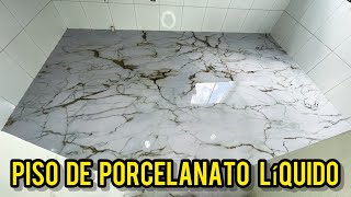 Passo a passo do piso de porcelanato líquido na cozinha 😍 [upl. by Nohsar]