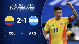 COLOMBIA vs ARGENTINA 21  RESUMEN  ELIMINATORIAS SUDAMERICANAS  FECHA 8 [upl. by Enileuqcaj]