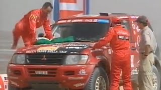 Paris Dakar 2002 Gianni Lora Lamia MMC Mitsubishi RALLIART Giletti yarns [upl. by Arorua]