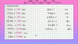 JEDNOSTKI DŁUGOŚCI zamiana jednostek  klasa 4 zadanie 1 [upl. by Ylicic]
