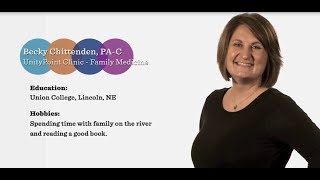 Becky Chittenden PAC at UnityPoint Clinic Family Medicine  Parkersburg [upl. by Leonardi]