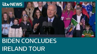 It feels like coming home Biden ends tour of the island of Ireland with Ballina speech  ITV News [upl. by Enerod]