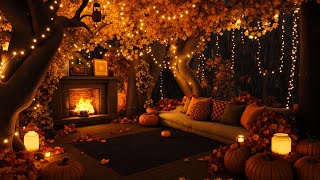 Magical Cozy Autumn Ambience  Fireplace Crackle Soft Rain amp Enchanted Fall Vibes 🍁 [upl. by Xylina]