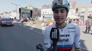 Elisa Balsamo  Interview at the start  ParisRoubaix Femmes 2022 [upl. by Ahsirpac]