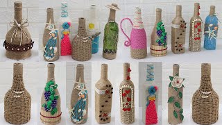 13 Amazing Bottle Decoration Ideas with Jute  Reuse Old Glass Bottles [upl. by Sonitnatsnok]