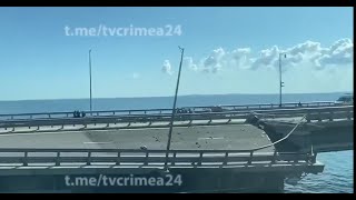 Crimean Bridge Attacked Again  One Span Destroyed by Marine Drones [upl. by Tnilc]