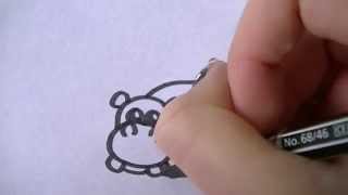 Cartoon hippo nijlpaard How to draw 21 [upl. by Ahsinar518]