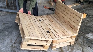 Amazing Woodworking Project From Pallet Wood  Unique Combination of Chair and Pallet Bed [upl. by Blackmore91]