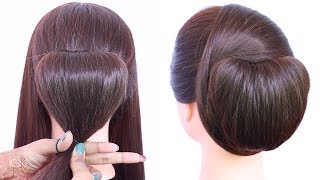 Chignon hair style trick with using clutcher  elegant updo hairstyle  chinese bun [upl. by Rezal48]