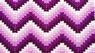 Como tejer la muestra de colores N° 68 a crochet en punto zig zag para colchas y mantas paso a paso [upl. by Einiar]