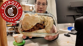 Chipotle Burrito with Homemade Birria Mukbang  ASMR Lunch at the Office [upl. by Esiled]