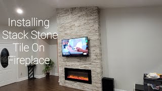 How To Install Stack Stone Tile On FireplaceCement Board Stack Stone amp Fireplace Installation [upl. by Barbee501]