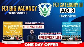 FCI BIG VACANCY  FCI AG 3 TECHNICAL  FCI CATEGORY I FCI RECRUITMENT 2024  BY AKASH SIR [upl. by Ahsimak]