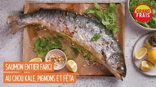 Grand Frais  Saumon entier farci au chou kale et pignons et feta [upl. by Geiss869]