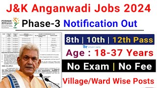 JampK New Anganwadi Posts 2024  JK Anganwadi Jobs 2024  JampK District Wise Jobs  Anganwadi Phase3 [upl. by Assele1]