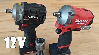 Parkside Performance Impact Wrench PPDSSA 12 A1 vs Milwaukee Stubby Impact Wrench 12V [upl. by Thor]