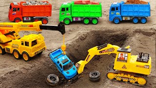 JCB Car toy Excavator Truck Tractor Construction Vehicles build lego bridge  for kids [upl. by Litt]