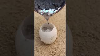 Casting Melting Aluminum Restoration into Eggs shorts [upl. by Oakley390]