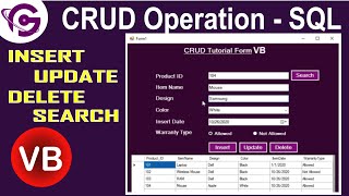 How to Perform CRUD Operation in VBNet With SQL  CRUD in VBNet Source Code [upl. by Issej]