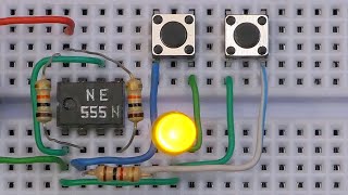 555 Chip Explained  Bistable Circuit 1 amp 2 button ONOFF [upl. by Elleiand]