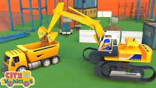 Construction Vehicles Assembly Show assemble excavator for kidsbulldozer tractor and crane truck [upl. by Eenwat]