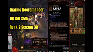 Season 30 Rank 2 Inarius GR150 Solo Diablo 3 [upl. by Vano]