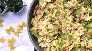 Ground Beef BowTie Pasta Recipe  Easy Farfalle Pasta  Sooper Food [upl. by Staley]