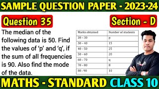 The median of the following data is 50 Find the values of p and q if the sum of all frequencies is [upl. by Yvi]