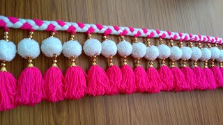 EASY DOOR HANGINH TORAN WITH WOOLEN DIY WOOLEN DOOR HANGING TORAN TORAN MAKING [upl. by Nodmac]