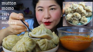 mutton momos with tomato achar MUKBANGASMR [upl. by Notslah]