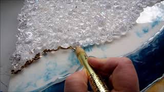 Geode Resin Art Tutorial 🤩 Extreme Bling  Gold Blue and White 🧐 👌👌 [upl. by Shannan]