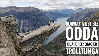 Norway RyFylke Scenic Road to Odda Buarbreen Glacier Trolltunga [upl. by Llehcor]