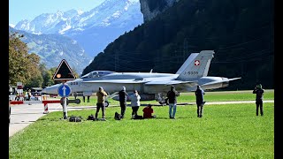 The military base where you have to STOP for Jets Meiringen Air Base practicing for AXALP [upl. by Alister]