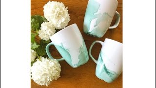 DIY Watercolour Mug  Nagellack Tasse  schnell und einfach [upl. by Nylessej415]