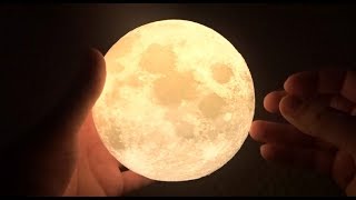 3D Printed MOON LAMP  Rechargeable LED Nightlight Unboxing [upl. by Nahtnamas]