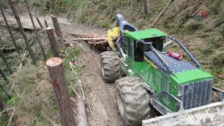 TDF 948L JD Skidder Check out some footage of our 948 pulling stems in Marlborough NZ [upl. by Joshuah]