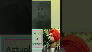 Actual vs created diljitdosanjh sketchartist mombatiyediljitdosanjh [upl. by Osnofledi]