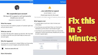 We Suspended Your Facebook account 180 Days left to Appeal Disable your account Problem slove⚠️ [upl. by Ahsad]