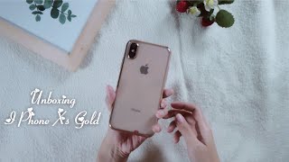 UNBOXING IPHONE XS GOLD IN 2021  AESTHETIC UNBOXING INDONESIA [upl. by Ydur]