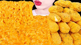 ASMR MUKBANG｜CHEESY CARBO FIRE NOODLES CHEESE STICKS FRIED CHICKEN 꾸덕 까르보 불닭볶음면 뿌링클 치즈스틱 치킨 먹방 [upl. by Alysia]