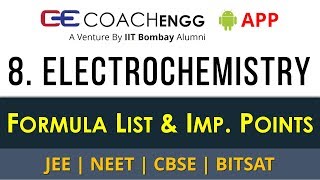 Electrochemistry – Formula List and Important Points for Revision  JEE CBSE NEET  COACHENGG APP [upl. by Bergh9]